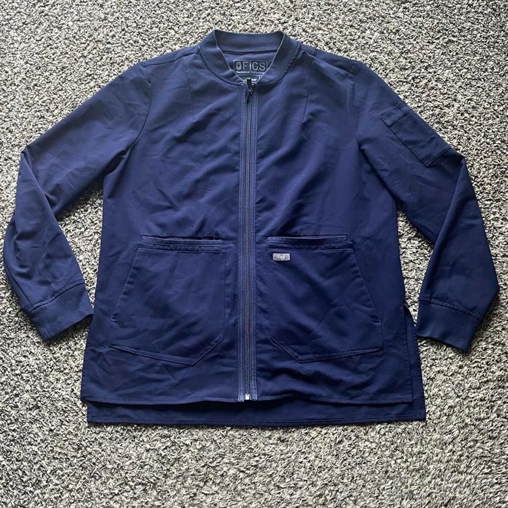 FIGS Bellery Navy Blue Zip Up Scrub Jacket Womens Medium W18SW1007 Medical